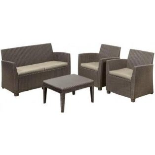   ALLIBERT Corona műrattan kerti bútor szett cappuccino -26%!!!