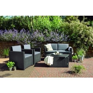   ALLIBERT Monaco műrattan kerti bútor szett 4 db-os szürke (antracit) -15%!!! 