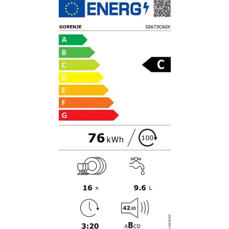 Gorenje A+++ 16 ter. WiFi, PowerDrive Inverteres pult alá építhető mosogatógép GI673C60X-33%!