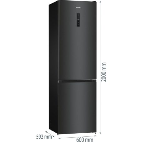 Gorenje NRK620B61BX4OT A+++-20% 331L, NoFrost, Inverteres kombinált hűtőszekrény FEKETE-27%!