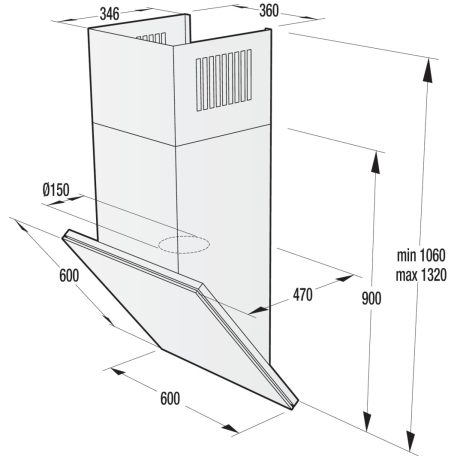 Gorenje 508 m³/h 60 cm széles kürtős döntött páraelszívó WHI641ST-67%!