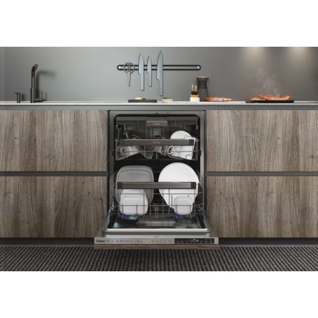 Haier 16 ter. A+++-20% Inverteres, WiFi, Felső evőeszköz tálcás teljesen beépíthető mosogatógép XIB 6B2S3FS-32%!