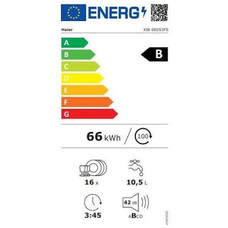 Haier 16 ter. A+++-20% Inverteres, WiFi, Felső evőeszköz tálcás teljesen beépíthető mosogatógép XIB 6B2S3FS-32%!