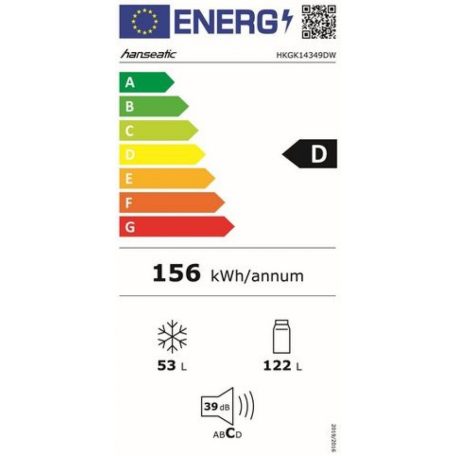 Hanseatic A+++ 175L kombinált hűtőszekrény FEHÉR HKGK14349DW-9%!