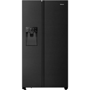   Hisense A++ 562L NoFrost, vízadagolós inverteres amerikai hűtőszekrény FEKETE RS694N4TFE-33%!