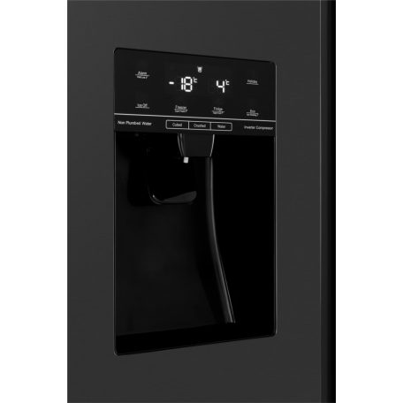 Hisense A++ 562L NoFrost, vízadagolós inverteres amerikai hűtőszekrény FEKETE RS694N4TFE-33%!