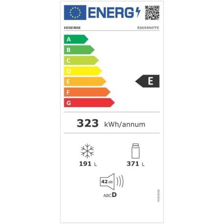 Hisense A++ 562L NoFrost, vízadagolós inverteres amerikai hűtőszekrény FEKETE RS694N4TFE-33%!