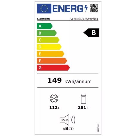 Liebherr 393L A+++, NoFrost, BluePerformance 70 cm széles kombinált hűtőszekrény INOX CBNes 5775-37%!