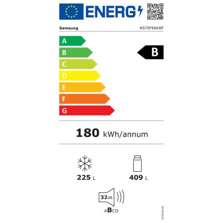Samsung 634L A+++-20%, AI, NoFrost, Wifi, Inverteres víz és jégadagolós amerikai hűtőszekrény RS70F66KBFEF FEKETE-31%!