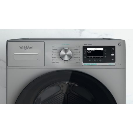 Whirlpool 9 KG A++ Energiaosztályú, 6. Érzék, 3Dry, FreshCare+ hőszivattyús szárítógép INOX W7 D93SB EE-27%!