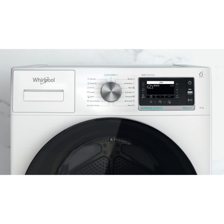 Whirlpool 9 KG, A+++, 6. érzékes, Inverteres, MAGYAR NYELVŰ hőszivattyús szárítógép W7 D94WB EE-30%!